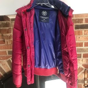 Women’s hot pink puffer coat